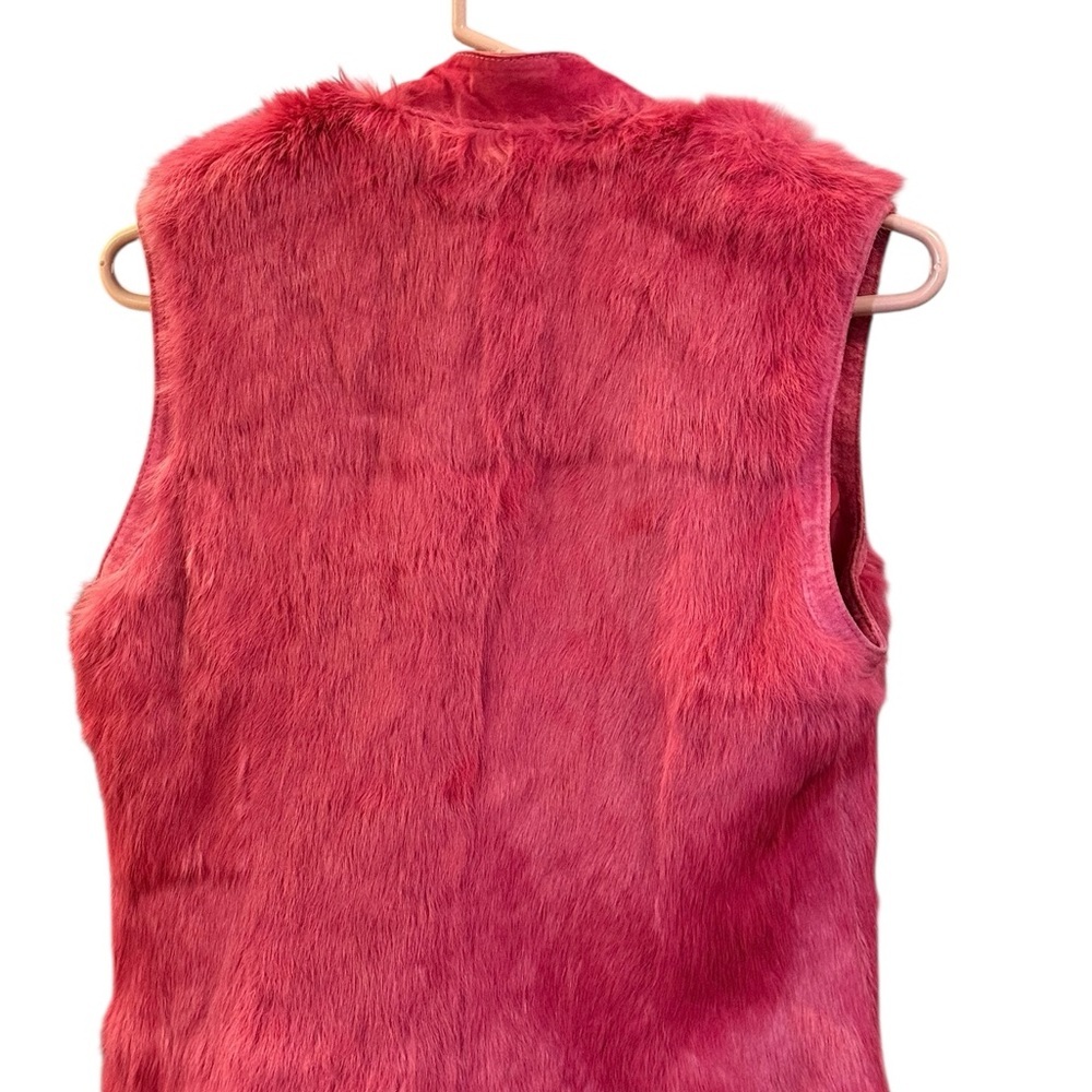 Revue Cropped Raspberry Pink Genuine Rabbit Fur Vest Sz Small - Picture 5 of 7